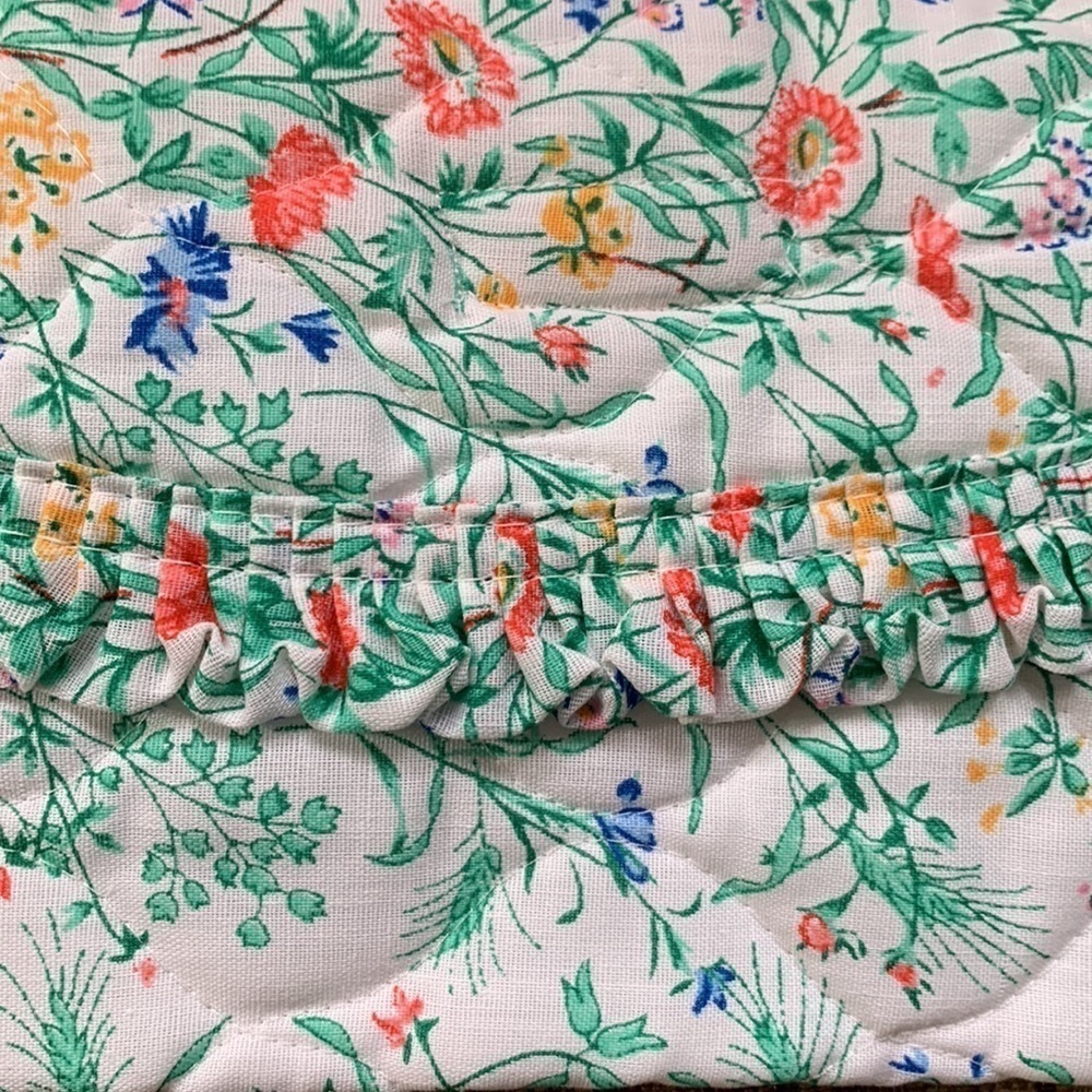 vintage handmade quilted Ruffle envelope pouch travel bag wildflower nwot fabric - Picture 4 of 7